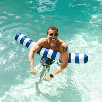 Big Joe Noodle 2 Pack No Inflation Needed Pool Floats, Americana Nautical Stripe Double Sided Mesh, Quick Draining Fabric, Jumbo 4 Feet