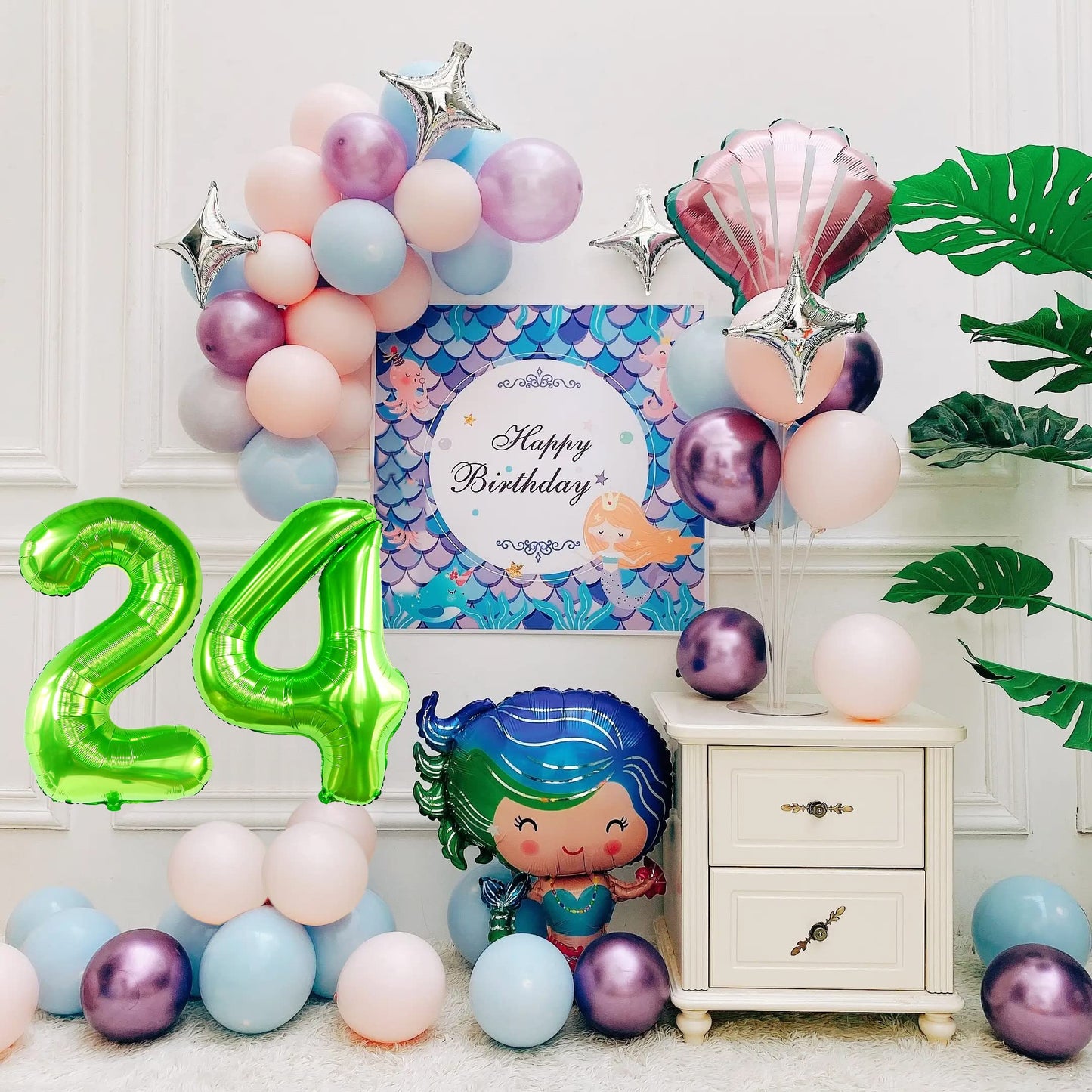 Smlpuame 40 Inch Number Balloon 0-9 Green Large Number 24 Balloons,Digital Balloons For Birthday Party Celebration Decorations S