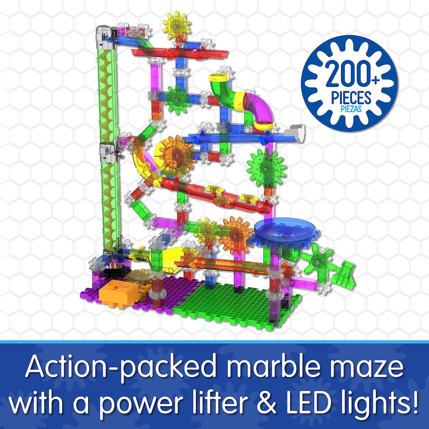 The Learning Journey Techno Gears Marble Mania - Glow in The Dark Marble Run (200+ pcs) for Kids Ages 8-14 - Award Winning Toy