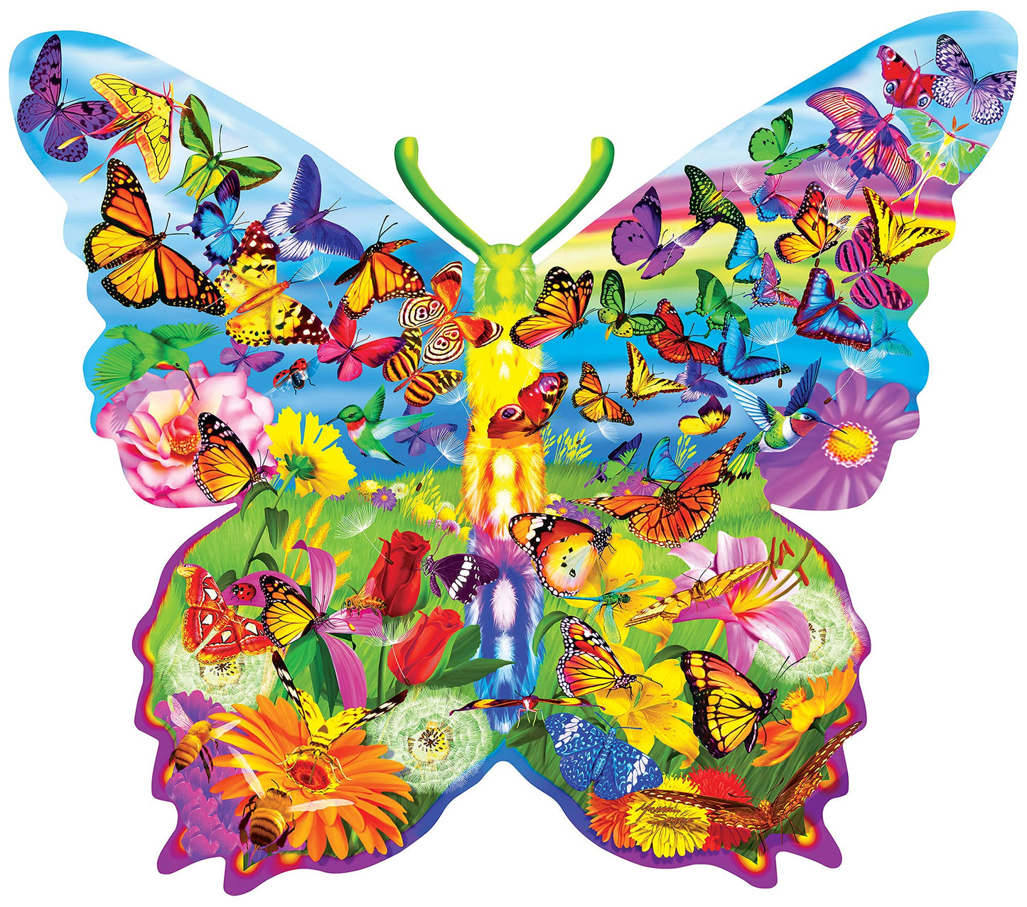 MasterPieces 1000 Piece Jigsaw Puzzle - Butterfly Surprise, Cardboard, 28.22"x 24.03", Model 72051, Ideal for Adults & Families