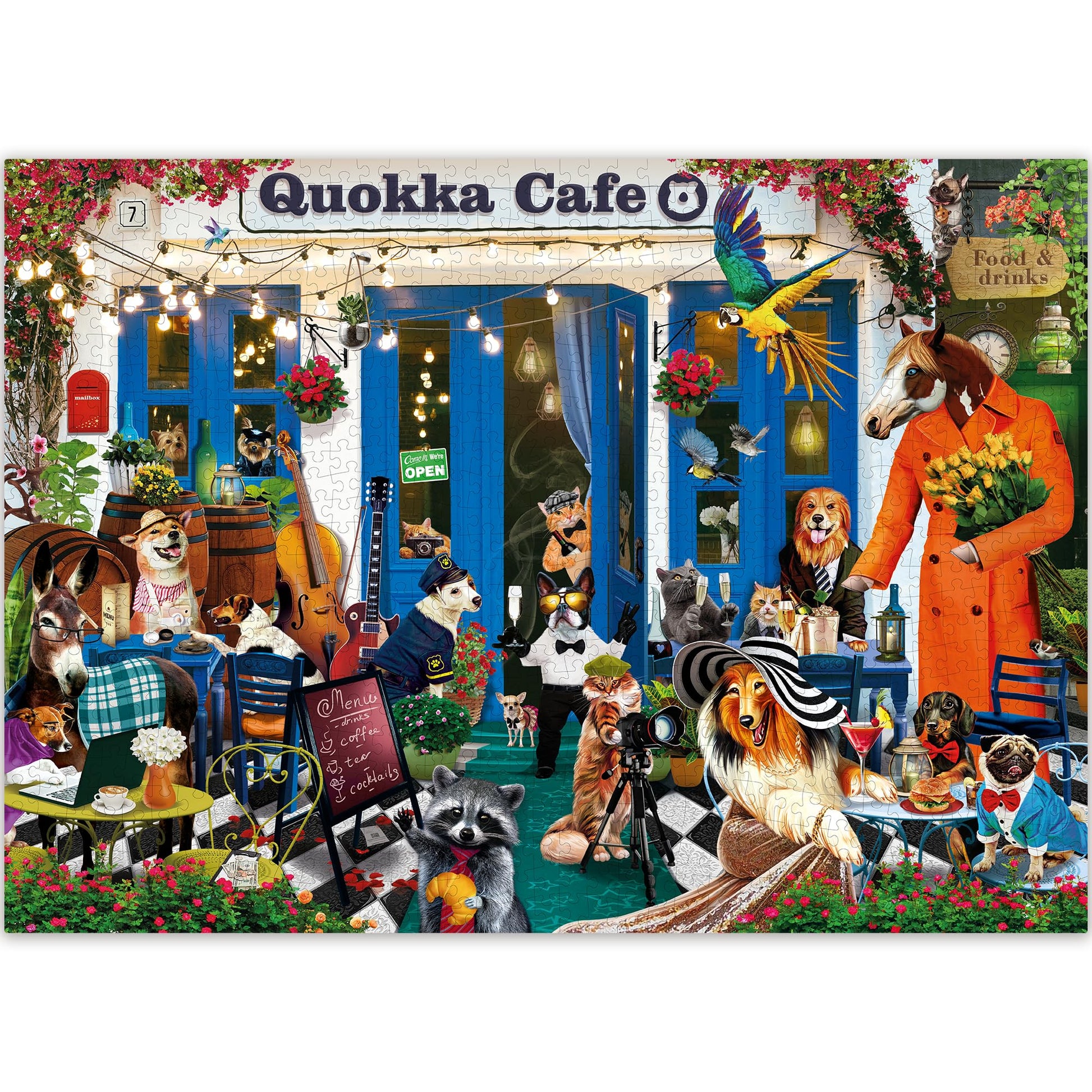 Quokka 1000 Piece Puzzles For Adults And Up - Jigsaw Puzzles For Men And Women - Funny Animals In Cafe For Kids Ages 8-12 And Up - Colourful Game Toy For Family