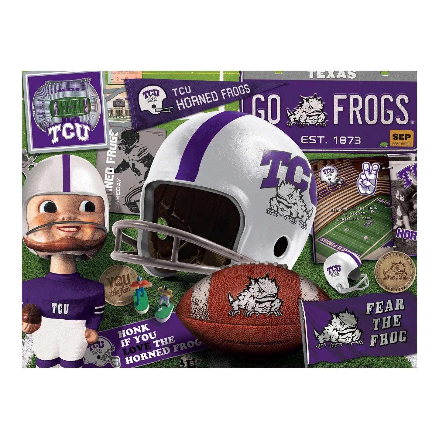 Youthefan Ncaa Tcu Horned Frogs Retro Series Puzzle - 500 Pieces, Team Colors, Large