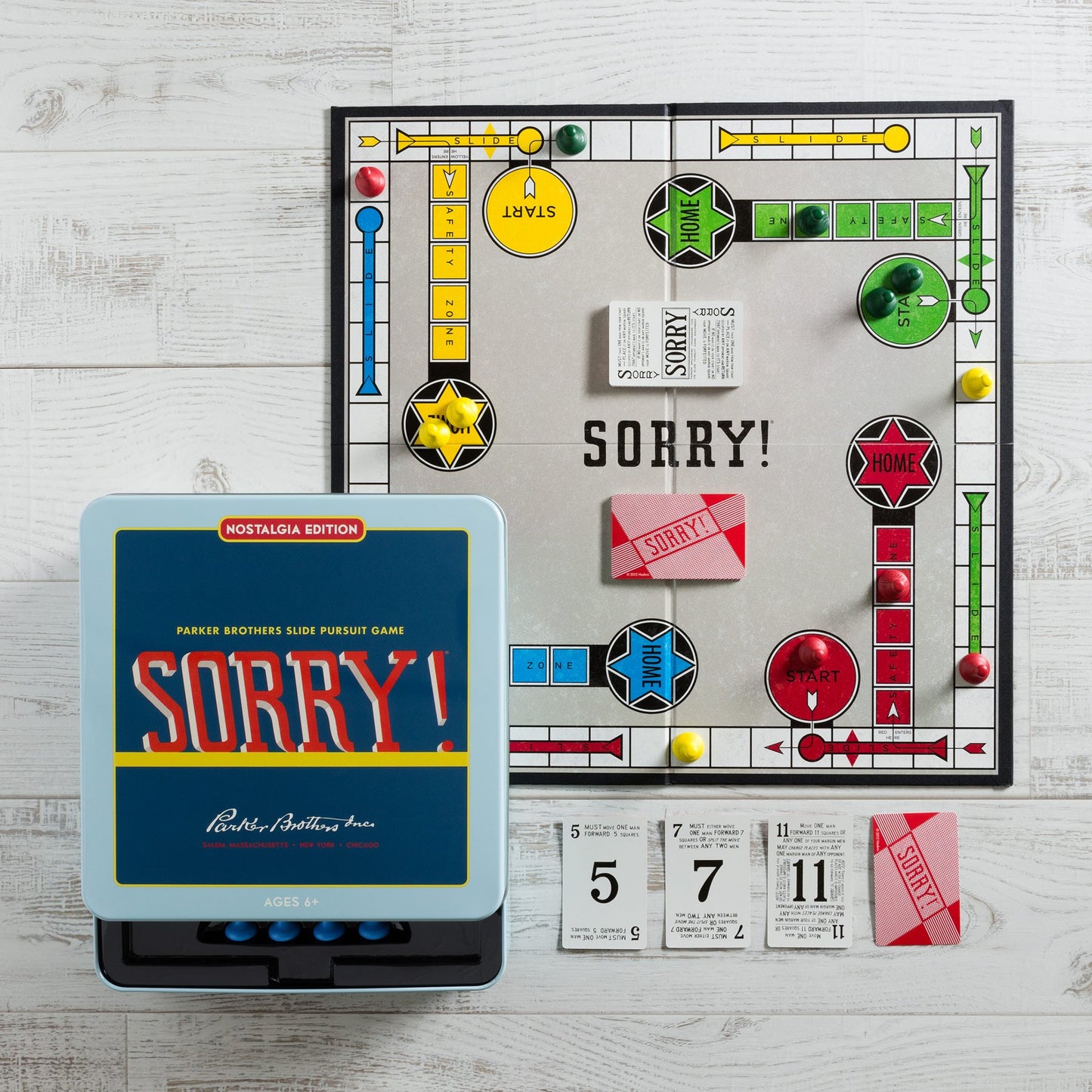 WS Game Company Sorry! Nostalgia Edition Board Game - Collectible Tin, Teal, One Size, Model WS22504, Metal Material