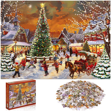 Civaner 1000 Piece Christmas Jigsaw Puzzles for mature-themeds Christmas Advent Calendar Puzzles Christmas Countdown Calendar 2024 Jigsaw Puzzle Holiday Santa Puzzle for mature-themed(Christmas Scene)