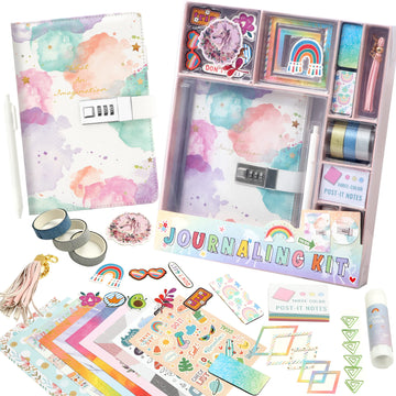 Cagie Diy Journal Set For Girls Age 8-12, Gifts For 9 10 11 Year Old Girls, Diary With Lock For Girls Birthday Gift, Personalize And Decorate Scrapbooks Kit