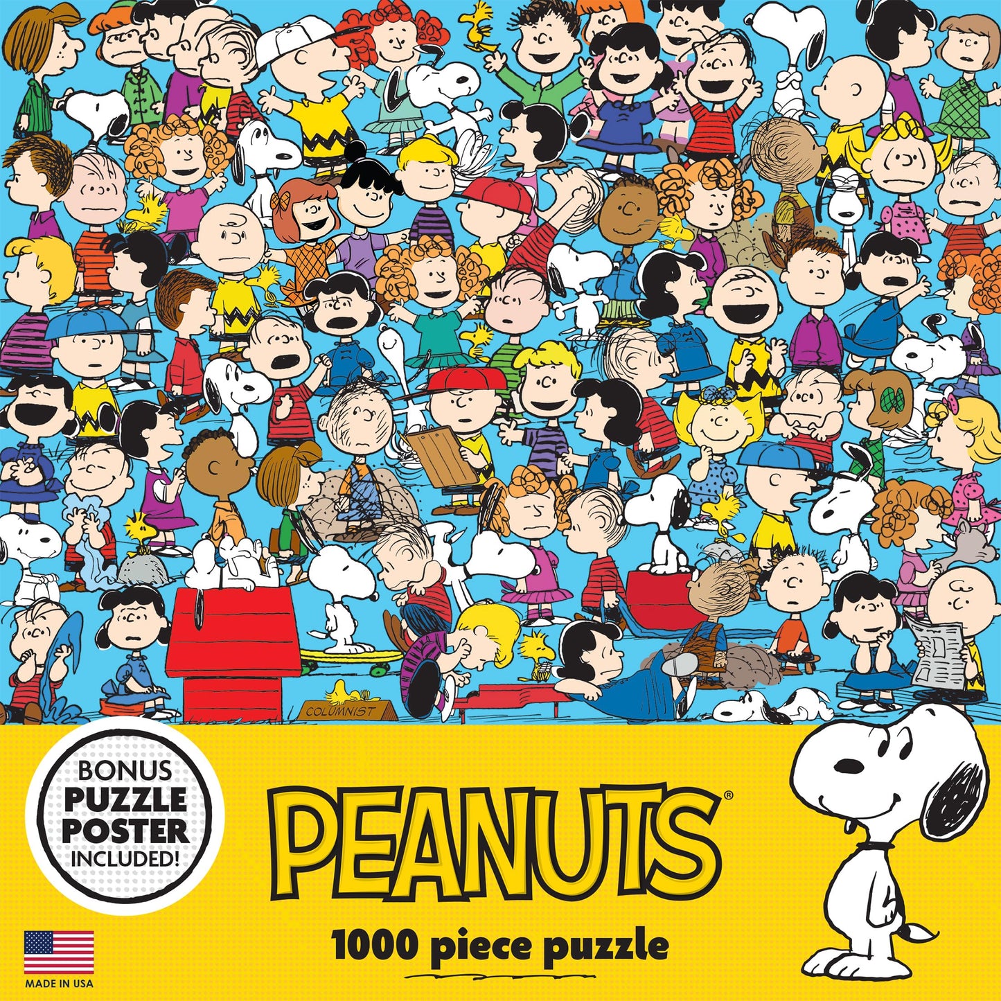 RoseArt 1000 Piece Jigsaw Puzzle - Peanuts Cast of Characters - Multi-colored - Model 8683ZZA - Fun for Adults
