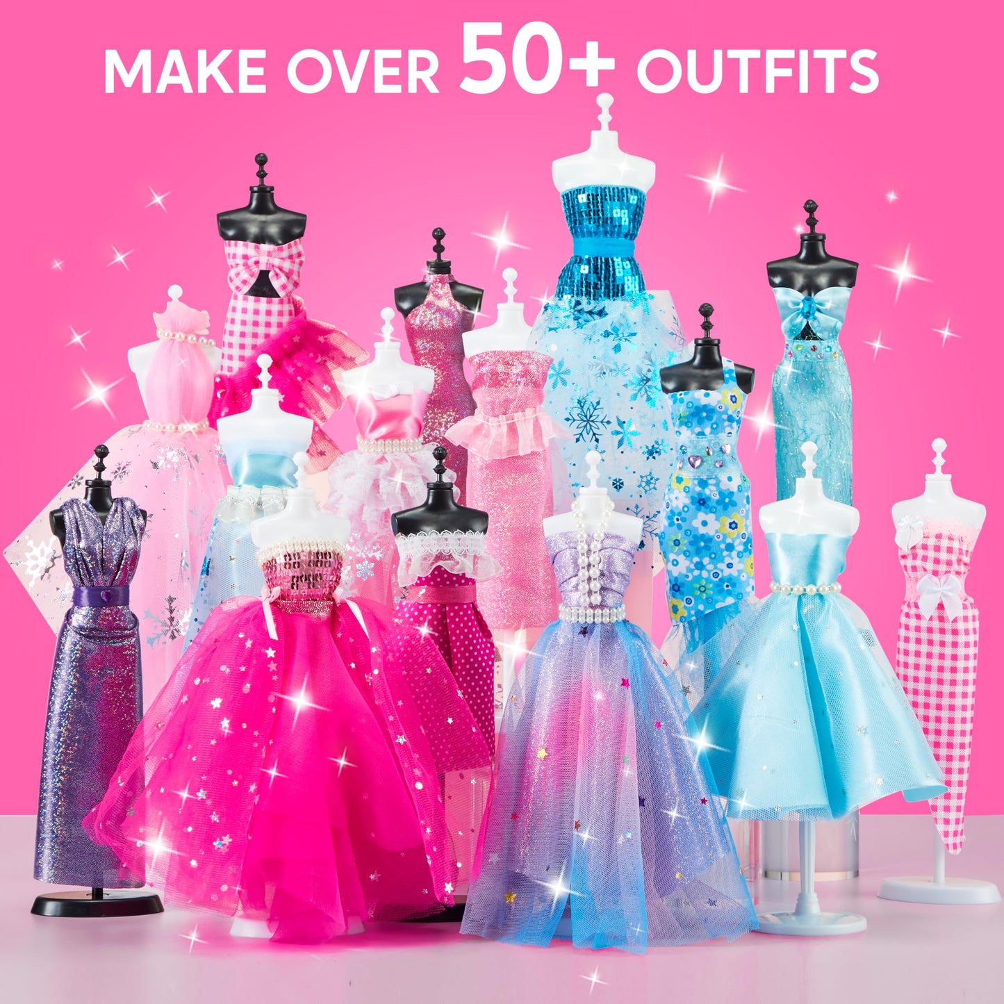 Klever Kits 400+PCS Fashion Design Crafts for Kids, Art and Crafts, DIY Sewing Kits with 3 Mannequins for Girls Aged 8-12, Birth
