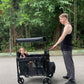 Stroller Wagon with Adjustable Handle Includes Canopy & Organizer, Foldable and Convenient for Storage (Black)