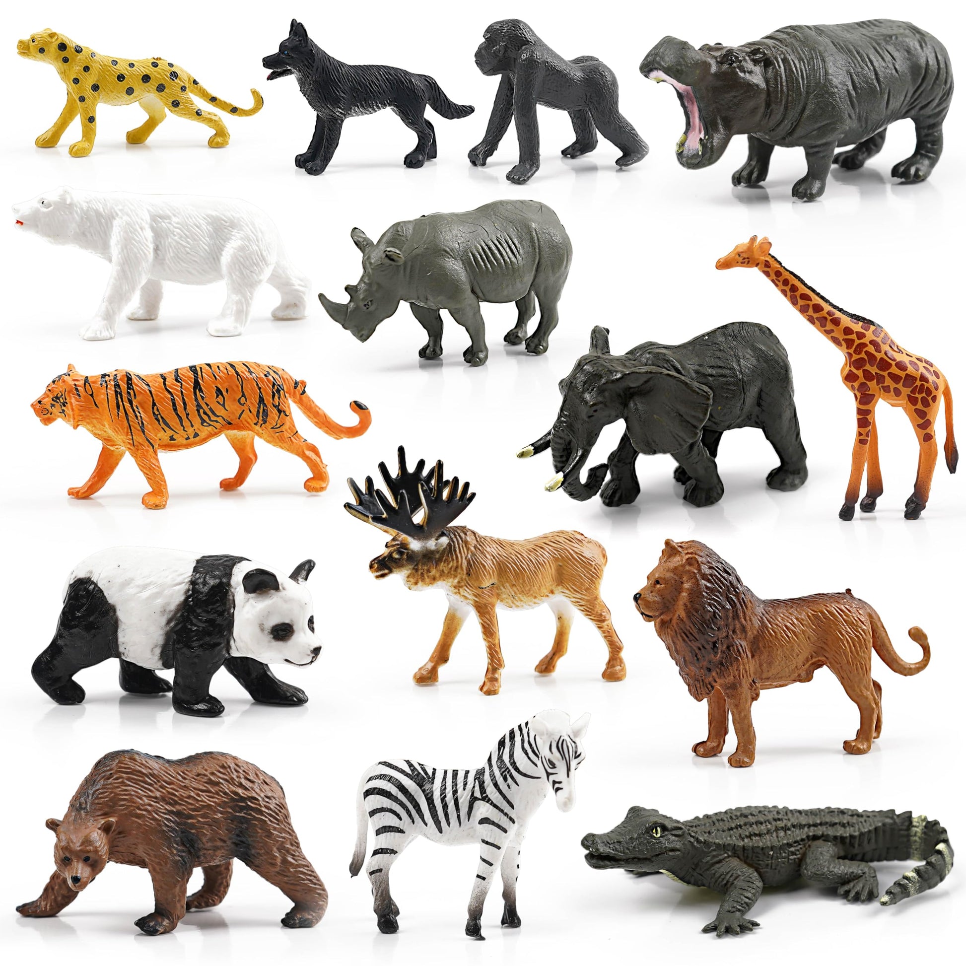 15 Wild Animal Figurines for Kids  Plastic Safari Animal Toys Tiny Portable Jungle Creature Figures Playset Montessori Toys Educational Game for Homeschool Preschool Toddler Kids
