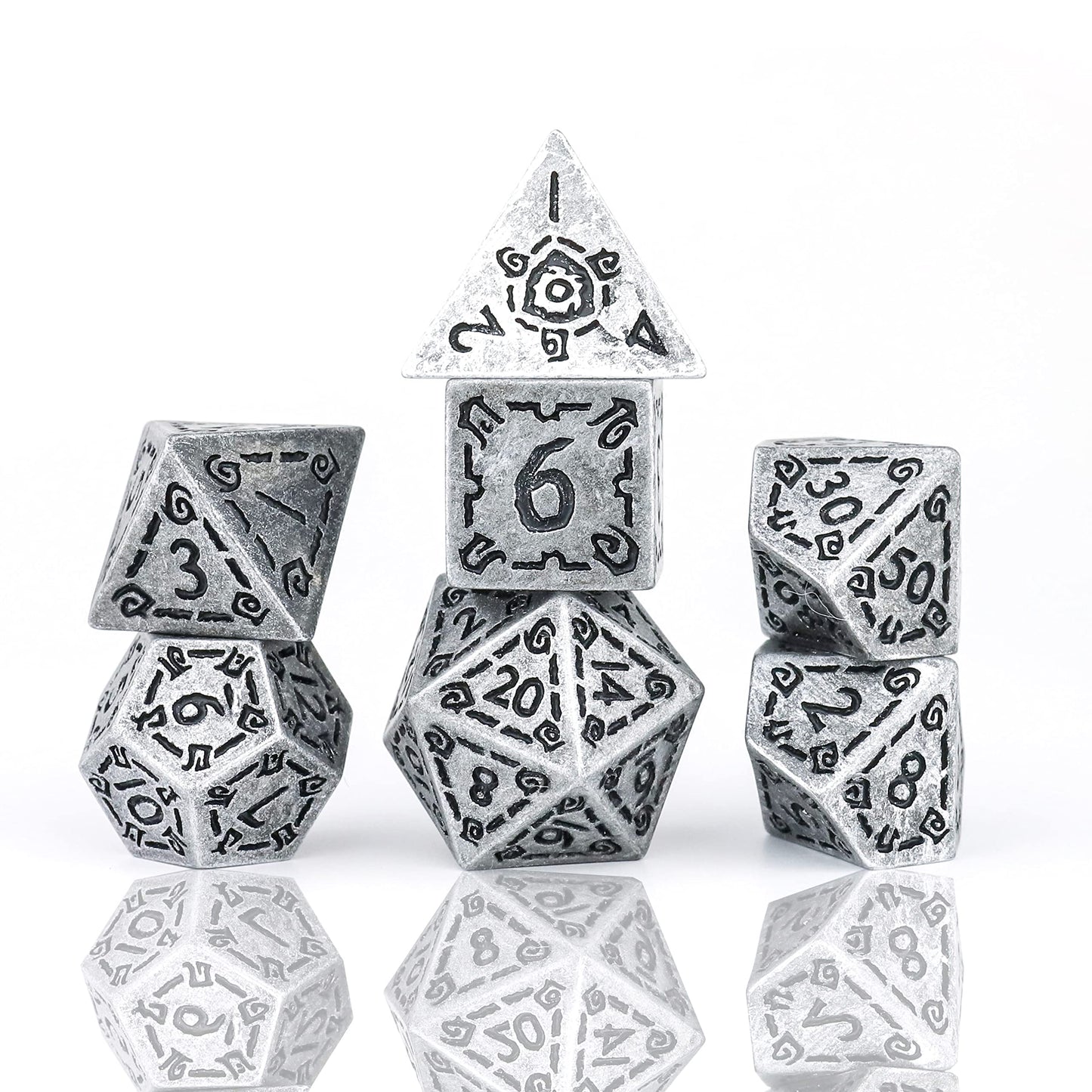 Rpg Dice Set (7): Illusory Metal - Silver