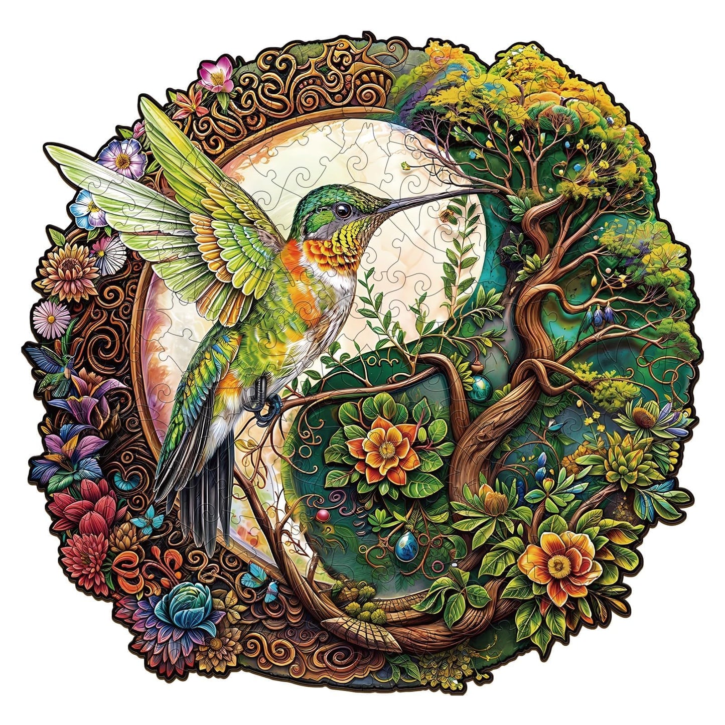 Wooden Puzzles for mature-themeds - Yin Yang Hummingbird Wooden Puzzle  Unique Shape Wooden Jigsaw Puzzles for mature-themeds  Wood Puzzles mature-themed  Perfect for Birthday Gift  Family Puzzles  300 Piece 13.4 x 13in