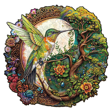 Wooden Puzzles for mature-themeds - Yin Yang Hummingbird Wooden Puzzle  Unique Shape Wooden Jigsaw Puzzles for mature-themeds  Wood Puzzles mature-themed  Perfect for Birthday Gift  Family Puzzles  300 Piece 13.4 x 13in