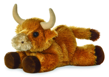 Aurora Adorable Mini Flopsie Toro Stuffed Animal - Playful Ease - Timeless Companions - Brown 8 Inches