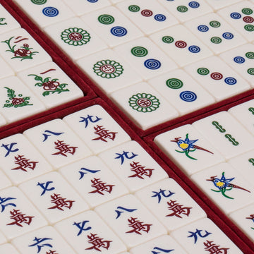 Yellow Mountain Imports Classic Chinese Mahjong Set - 148 Translucent Green Tiles in Emerald Wooden Case, 14.6"x10.8"x2.2"
