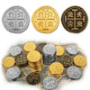 Byhoo 100 Pcs Metal Pirate Token Coins Set, Realistic Treasure Spanish Coins for Pirate Treasure Chest Treasure Hunt Cosplay Toy