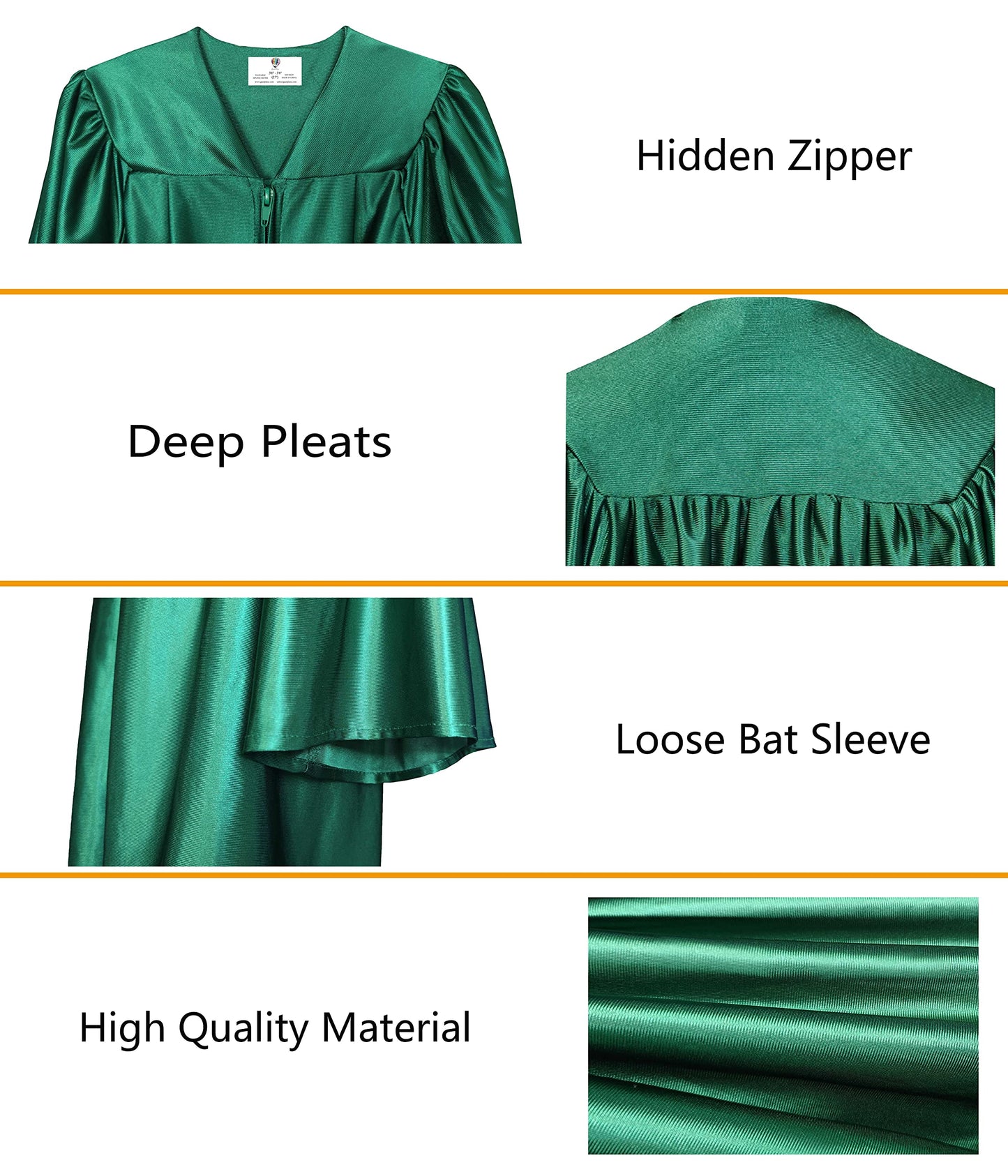 Gradplaza Shiny Choir Robe Kindergarten Preschool Graduation Gown Shiny Graduation Gown For Kids Forest Green Size 24