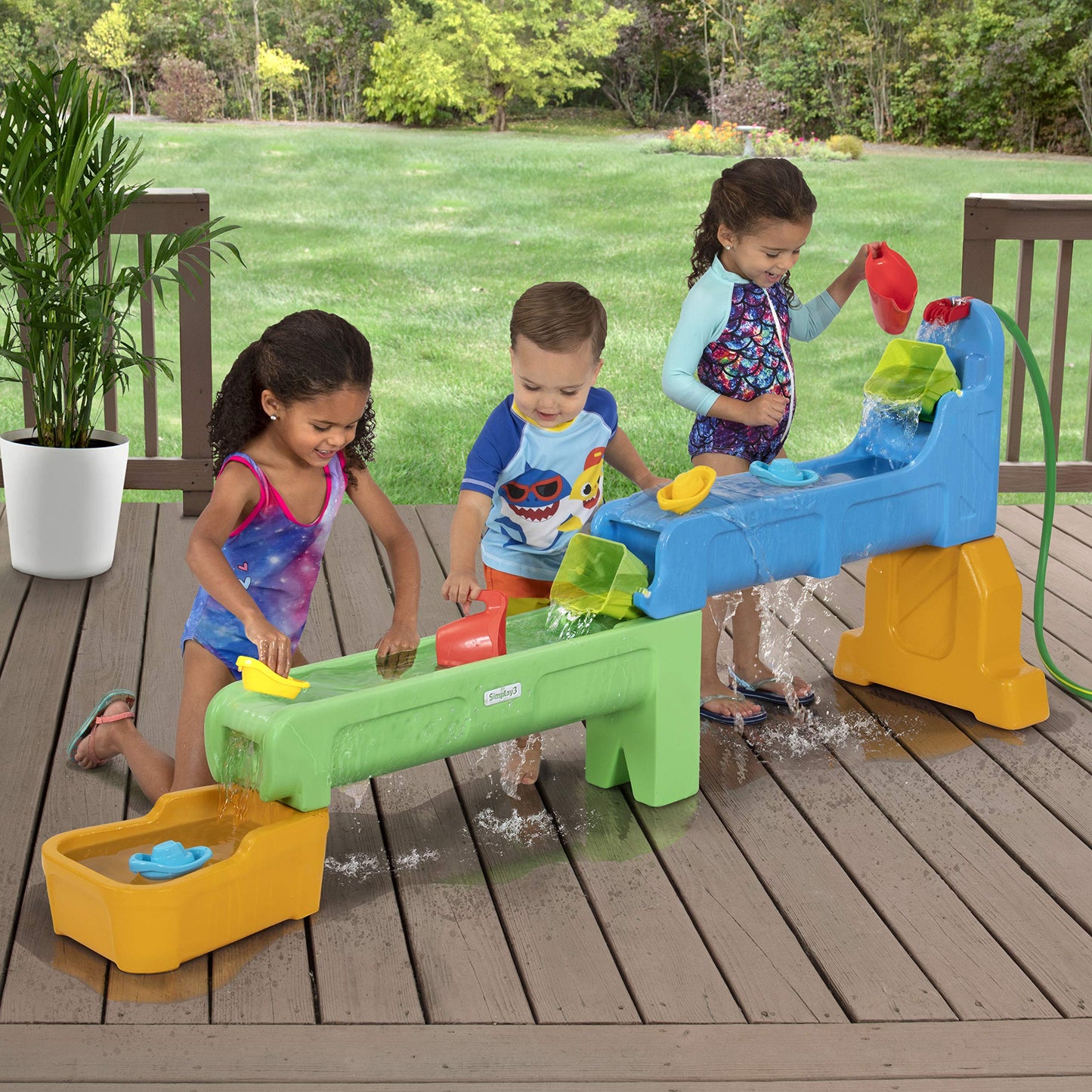 Simplay3 Rushing River Falls Water Play Table - Multi-Level Splash Table for Kids 1.5-6 Years - Includes 9 Accessories, Small, Plastic
