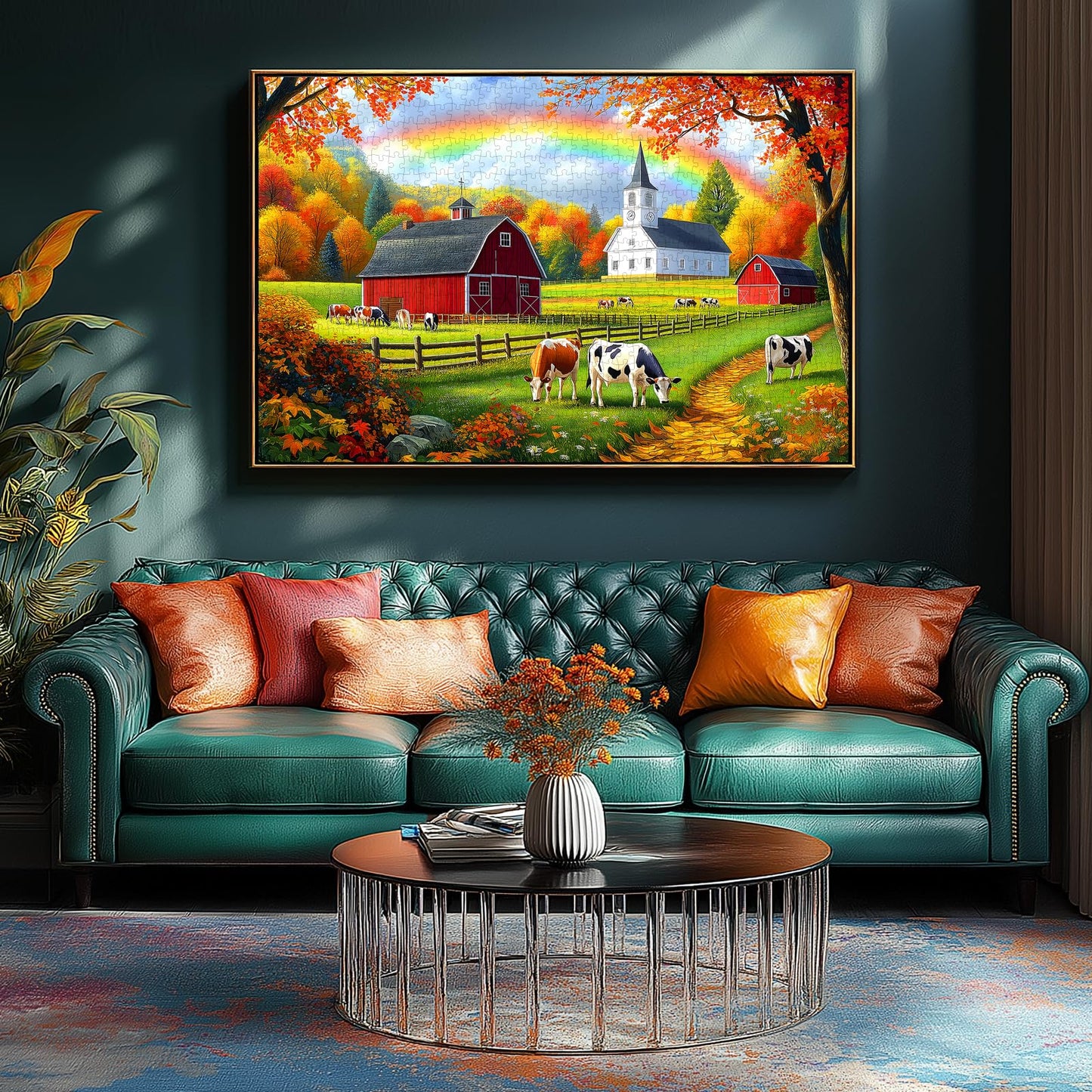 MINIWAN 500 Piece Fall Farm Shaped Puzzle - Autumn Harvest Scene, Challenging Jigsaw for Adults & Family, 21 x 15 Inch