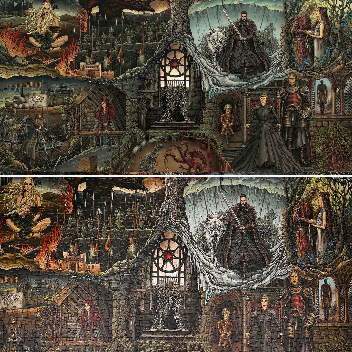 Puzzles For Adults 1000 Piece, Game Of Thrones Themed - Blue Cardboard Unique Cut Interlocking Pieces, Immerse Yourself In The Fantasy World With This Exquisitely Detailed And Challenging Puzzle