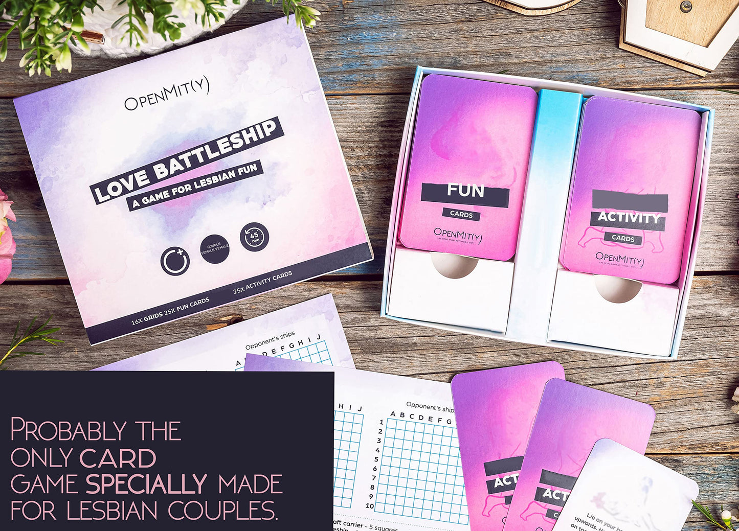 OpenMity Love Battleship Game for Lesbian Couples - Small, Multicolor, Cardstock, Fun Date Night Idea