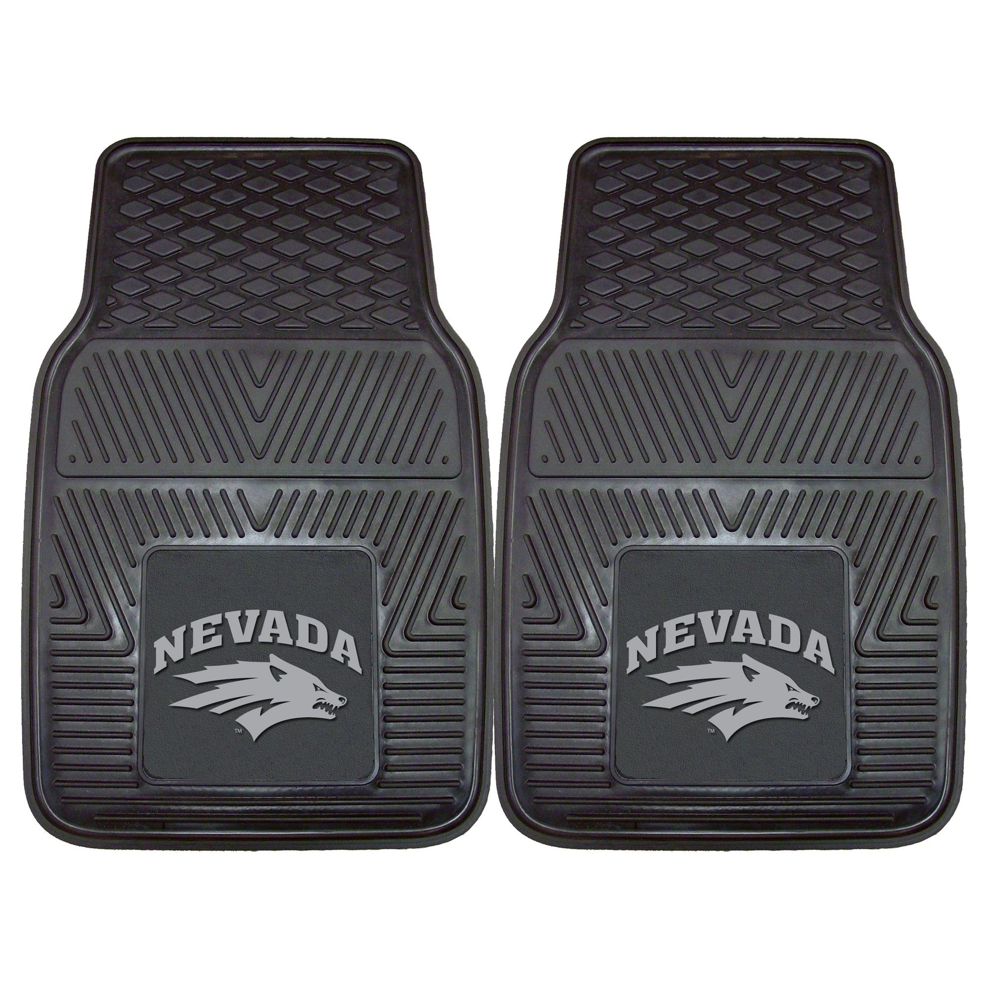 FANMATS 12439 Nevada Wolfpack 2-Piece Heavy Duty Vinyl Car Mat Set, Front Row Floor Mats, All Weather Protection, Universal Fit,