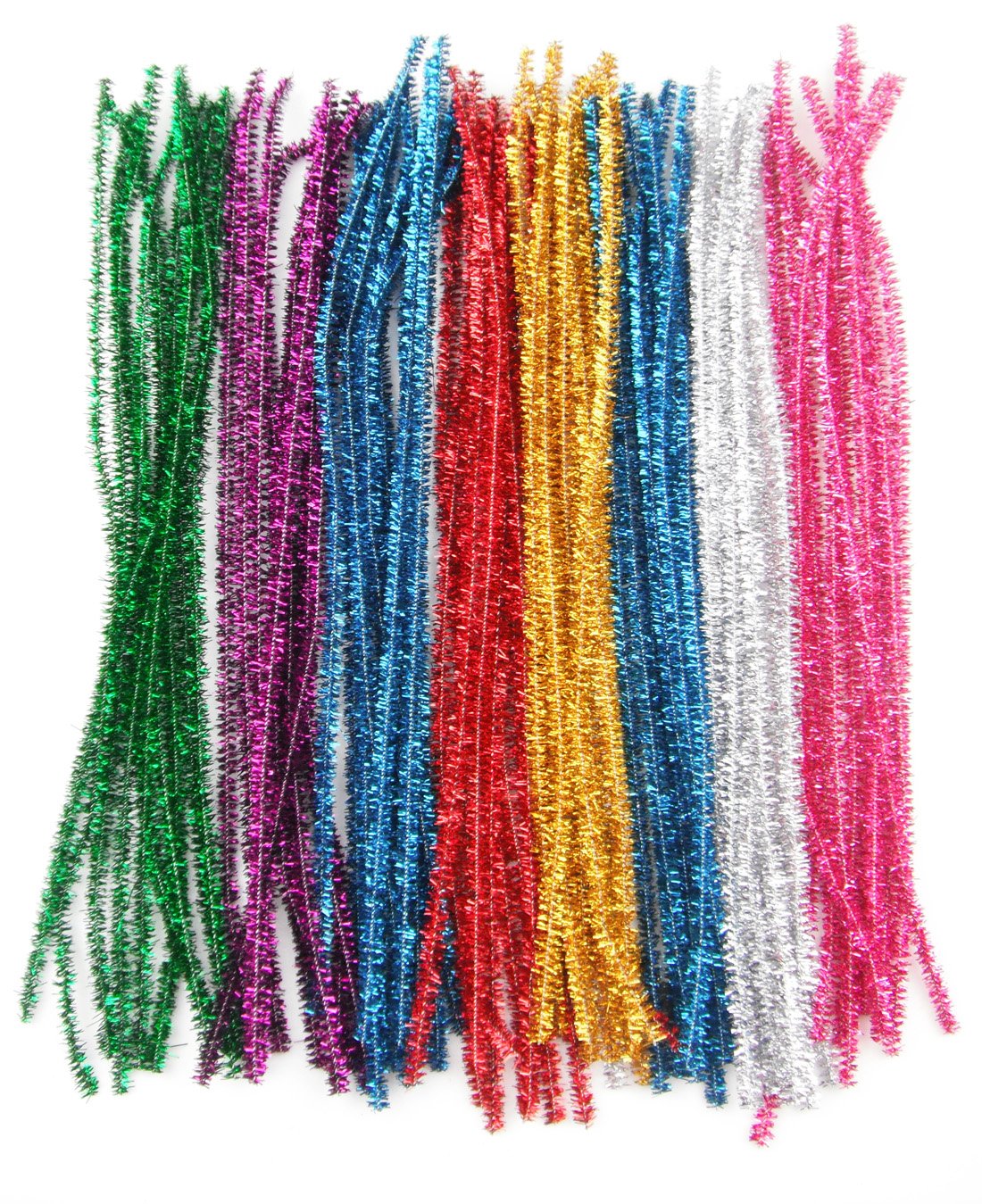 ALL in ONE 100pcs Mixed Color Glitter Sparkle Pipe Cleaners Tinsel Stems 6mm 12-inch