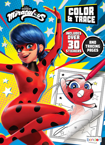 Bendon Miraculous: Tales of Ladybug and Cat Noir 48 Page Color & Trace Coloring Book 52562