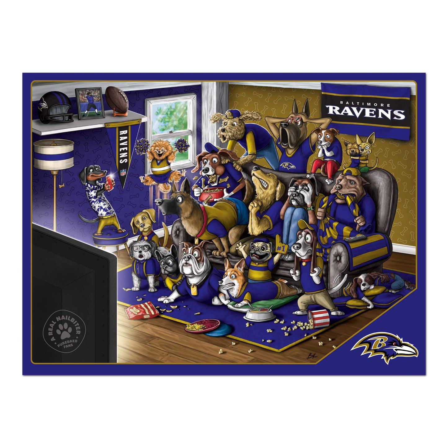 Youthefan Nfl Baltimore Ravens Purebred Fans 500Pc Puzzle - A Real Nailbiter