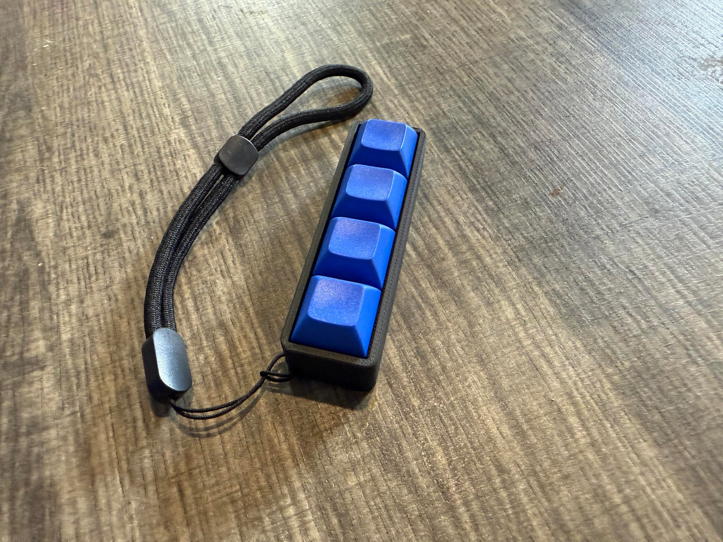 Four-Button Clicky Mechanical Switch Fidget Toy | Stim Toy, Stress Relief, Adhd (Black Base, Blue Keycaps)