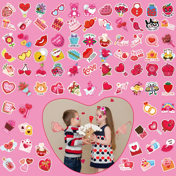 Ohome Valentines Stickers - 180 Pcs Valentines Day Stickers For Kids Classroom School -Vinyl Heart Stickers - Valentines Crafts