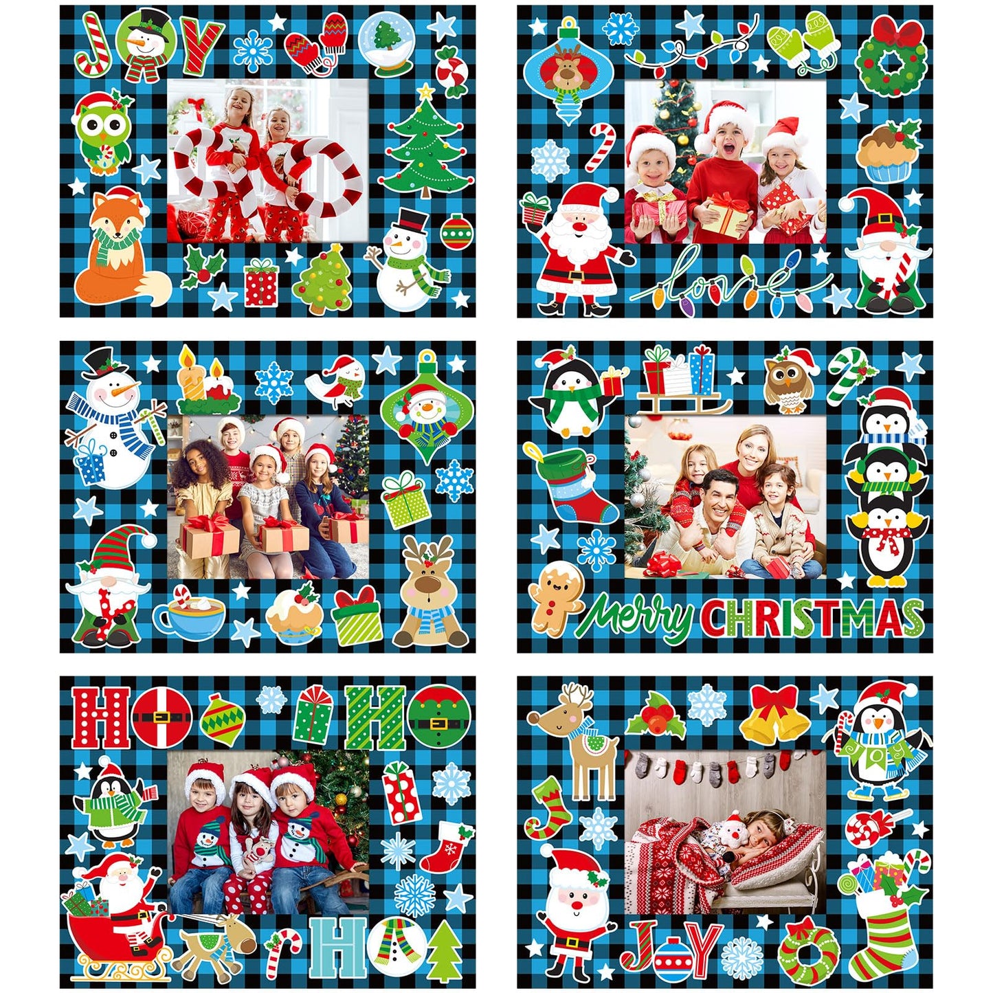 24 Packs Christmas Photo Frame Xmas Craft DIY Picture Frame Ornaments with Stickers Christmas Photo Frame Cards Game DIY Xmas Gi