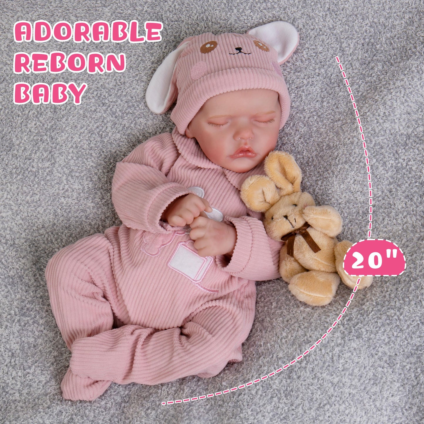 Milidool Lifelike Reborn Baby Dolls Girl-20 Inch Baby Soft Body Realistic Newborn Full Vinyl Body Sleeping Real Life Baby Dolls