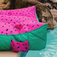 Big Joe Captain'S Float No Inflation Needed Pool Lounger With Drink Holder, Summer Melon Double Sided Mesh, Quick Draining Fabric, 3 Feet