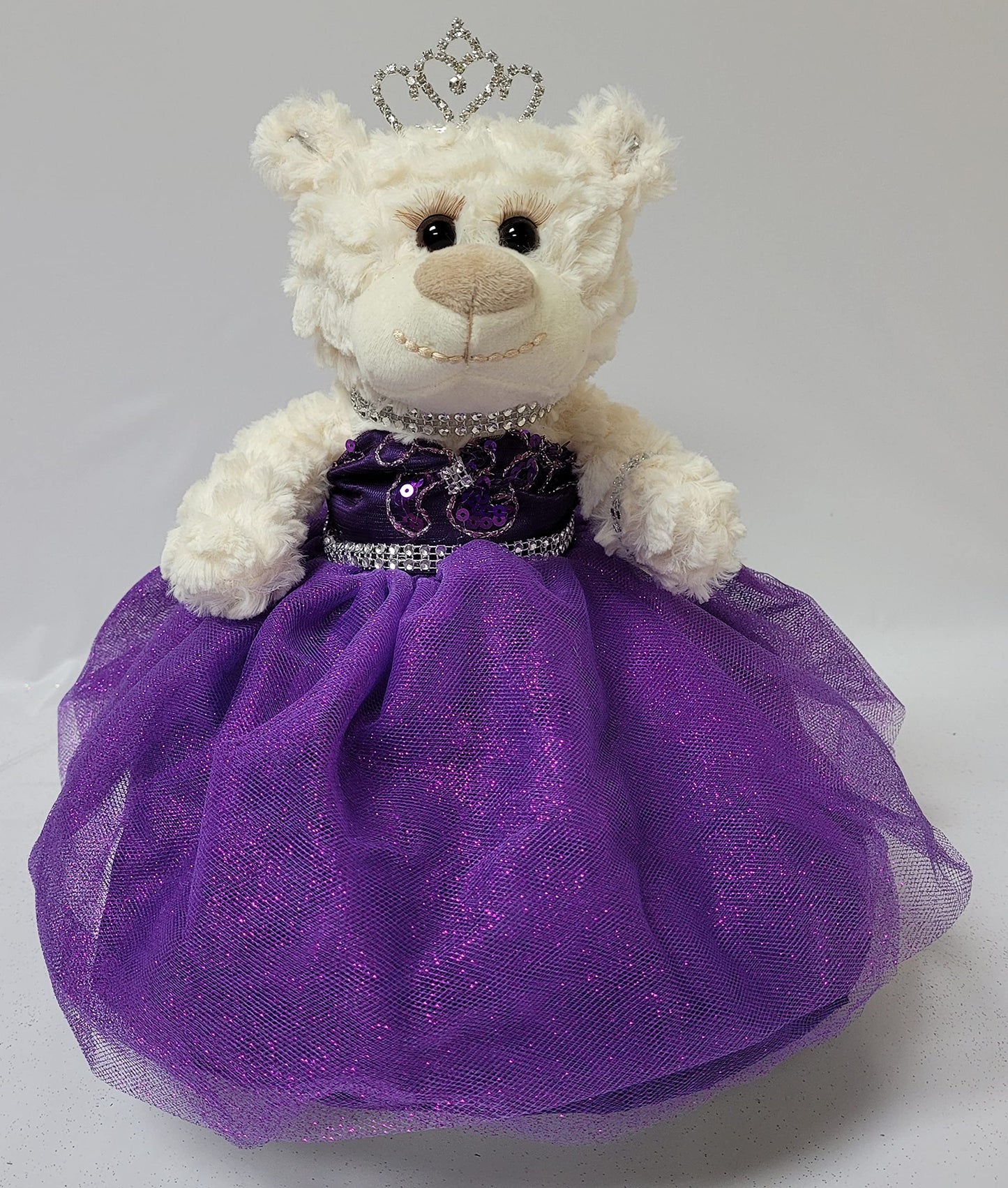 Kinnex Collections Since 1997 12' Quince Anos Quinceanera Last Doll Teddy Bear With Dress (Centerpiece) ~ Arc09831-13 (Purple)