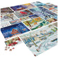 24 Jigsaw Puzzle Bundle, Holiday Winter Snow Illustration Landscape, 1000, 500, 300, 100, 48, 24 Pieces, for Kids and Adults Age