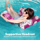 SLOOSH Pool Floats Chairs mature-themed Inflatable Pool Lounge Plant Pattern Floating Mat Hck Blow up Water Chairs Noodles rafts for Party Summer Water Beach Fun Pink Leaves