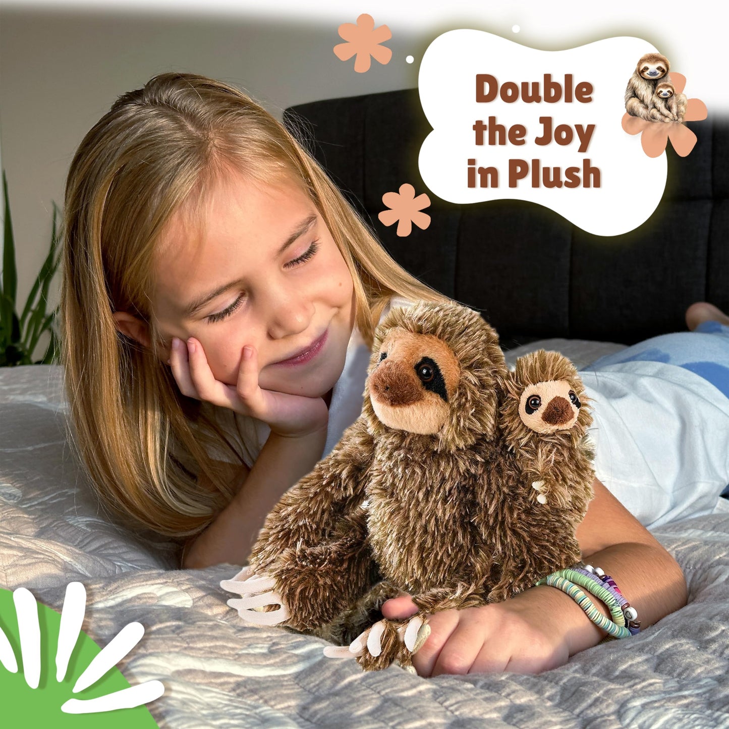Forest & Twelfth Mom And Baby Mini Sloth, Stuffed Animals For Boys And Girls, Forest Baby Shower Decorations, Nursery Decor, Zoo