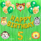 5Th Jungle Theme Birthday Banner Decoration Kit 18 Pcs For 5 Year Old Baby Boys Girls Kids Wild Animal Safari Gold Confetti Meta