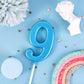 PHD CAKE 2.76 Inch Modern Blue 9 Number Birthday Candles, Blue Number Candles, Cake Number Candles, Party Celebration
