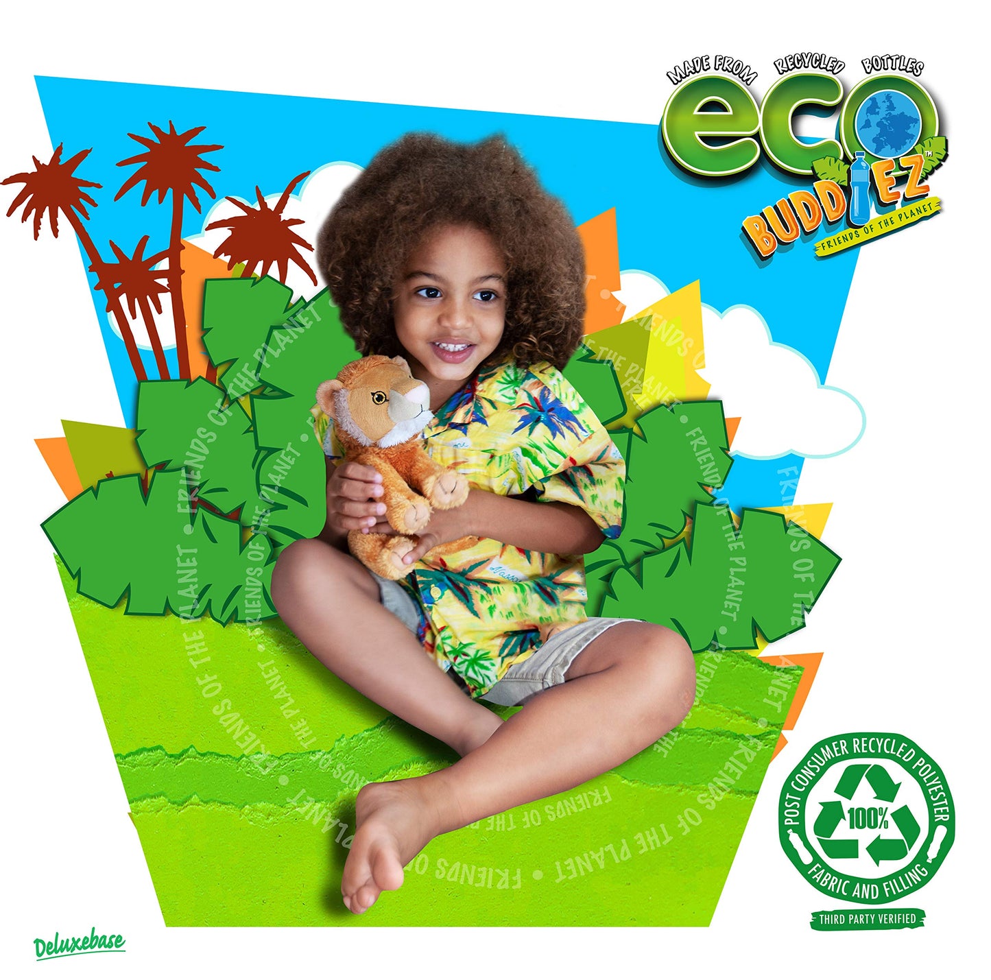 Ecobuddiez - Lion From Deluxebase. 8-Inch Sustainable Plush Animal From Recycled Materials, Eco-Friendly Soft Stuffed Toy, Child