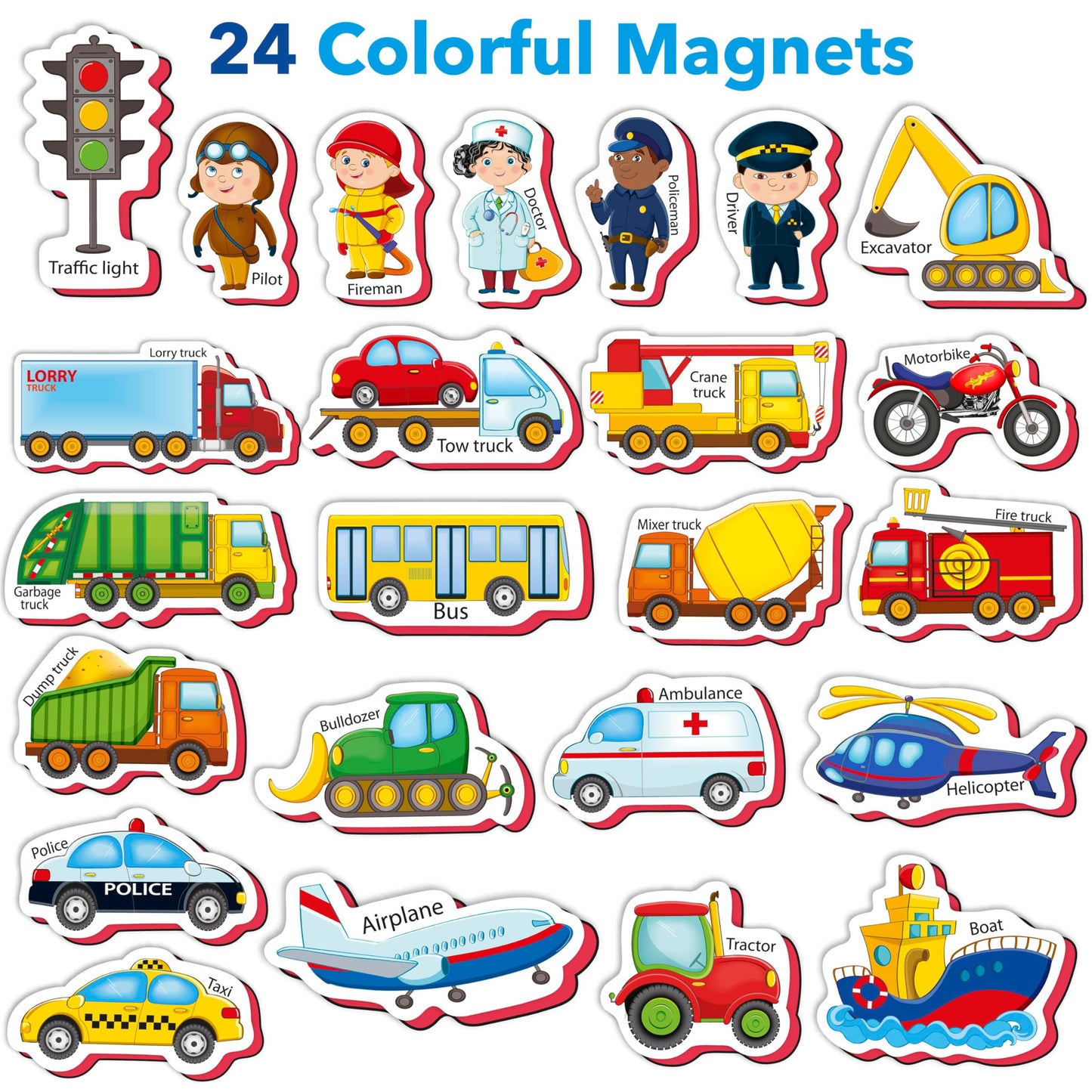 Little World 24 Foam Fridge Magnets for Toddlers - Child Safe, Chunky Size, Multi Color, Model RK93010-02