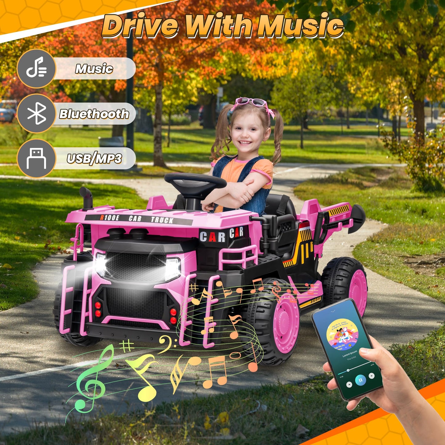 JOYRACER 24V 2 Seater Ride on Dump Truck, Kids Electric Car w/400W Powerful Motors, Ride on Construction Vehicles w/Electric Dum