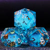 Lindragonhe Green Dragon Eye Liquid Core Dnd Dice Set For Role Playing Games, Full Dungeons And Dragons Dice Set For D&D Gifts,