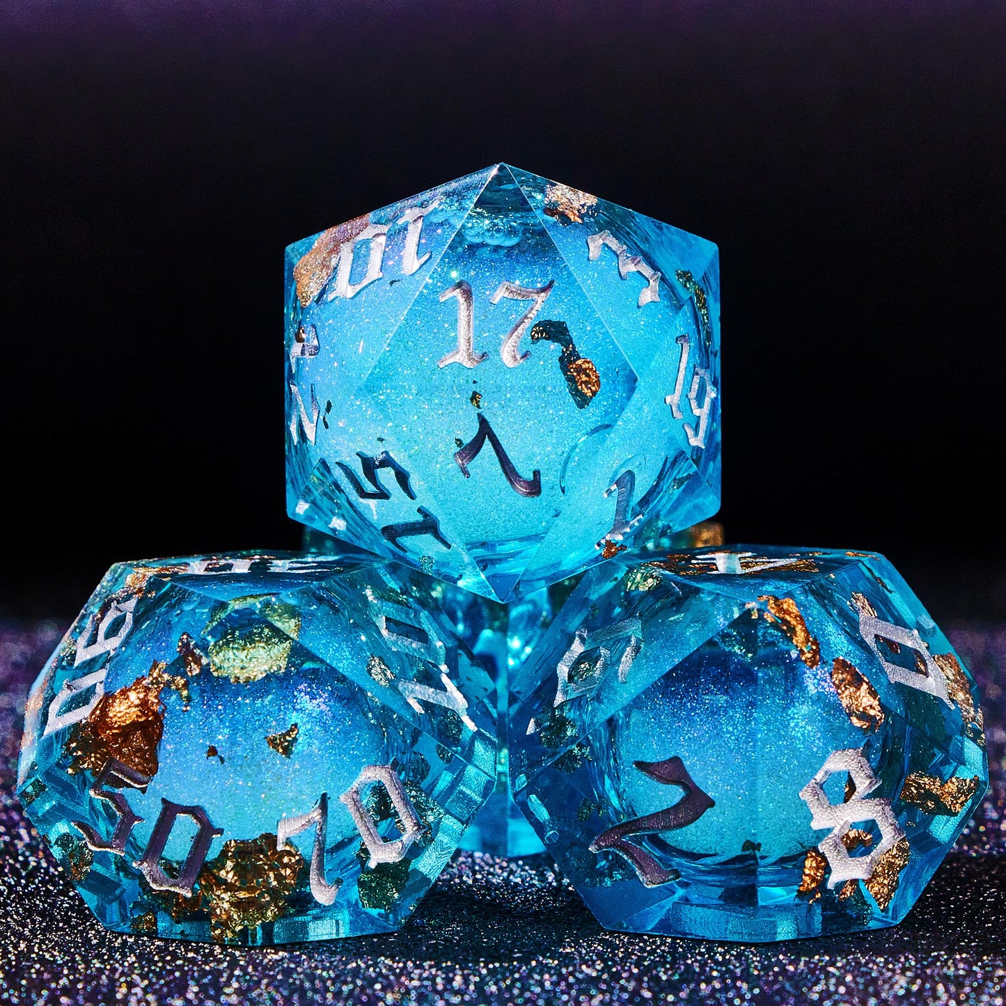 Lindragonhe Green Dragon Eye Liquid Core Dnd Dice Set For Role Playing Games, Full Dungeons And Dragons Dice Set For D&D Gifts,