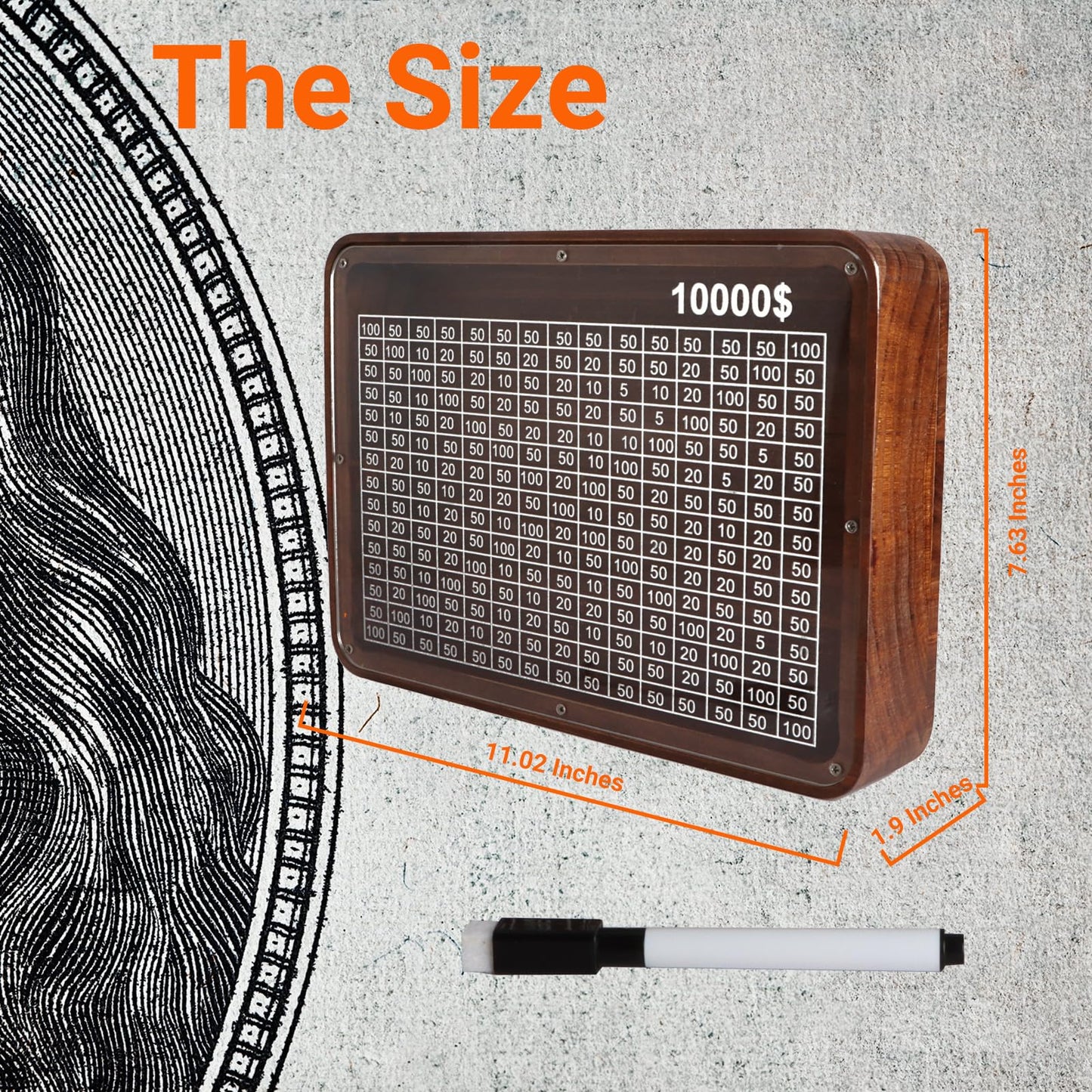Piggy Bank For Adults 10000 Saving Challenge Cash Wooden Box