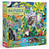 eeBoo: Rainforest - 64 Piece Puzzle - 15 x 15 Jigsaw, Vibrant Animal & Nature Scene, Informational Poster, Big Sturdy Dustless P