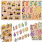 Aebco Early Educational Colorful Wooden Set of 2 Construction Vehicles & Number Wooden Board Jigsaw Puzzle for Pre School Toddle
