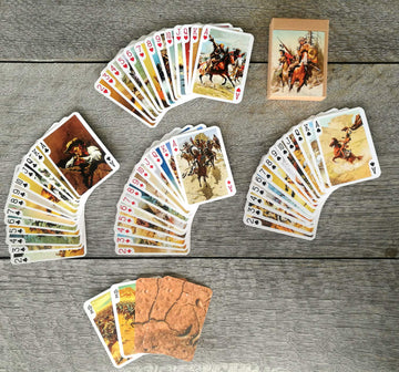 Flonzgift Wild West Playing Cards (Poker Deck 54 Cards All Different) Vintage Western Cowboys Pioneers Indians