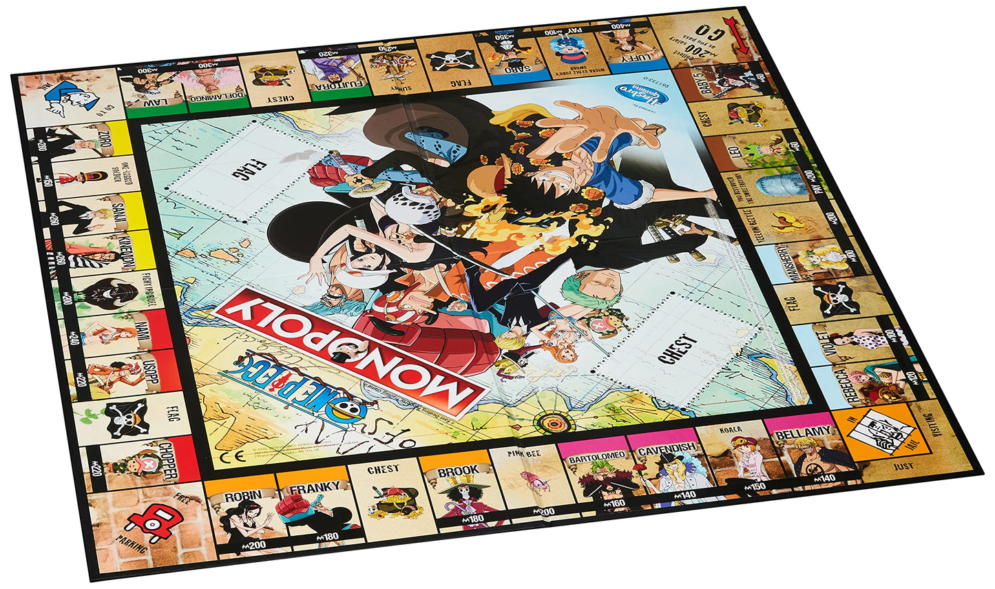 Winning Moves One Piece Monopoly Board Game, 2-6 Players, Plastic, Model 036948, Anime Gift for Ages 8+