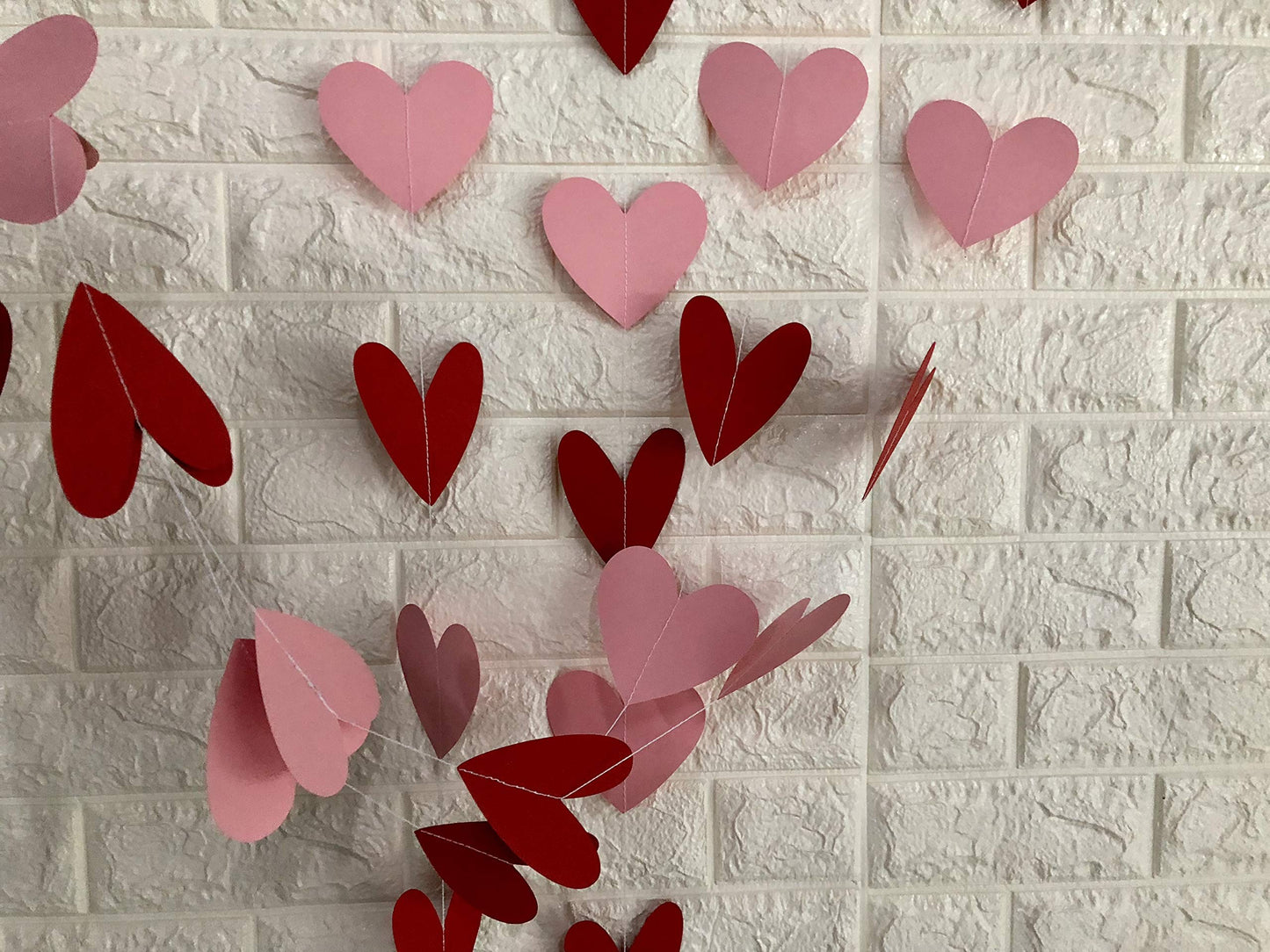 80 Heart Garland Red & Pink- Valentines Day Decoration, Hanging Hearts, Valentines Day Banner, Hanging Valentines Garland, Valen